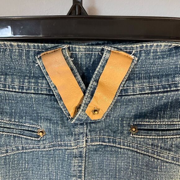 Extreme Denim Miniskirt with FauxLeather Details, 7. Altgirl, egirl, rocker - Picture 3 of 8